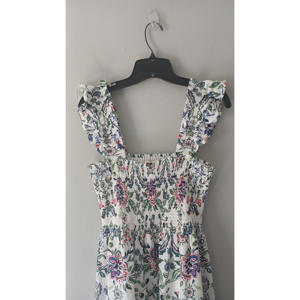 Anne Klein Women's Size Large Floral Smocked Midi Dress Flutter Sleeve NWT $139! - Picture 2 of 16